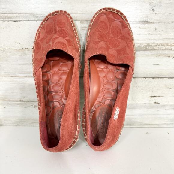 Coach Shoes Women Size 7.5M Burnt Orange June Logo Print Espadrilles Slip On - Picture 2 of 7